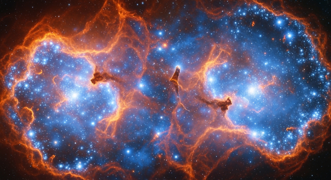 Glowing interstellar gas clouds during galaxy merger