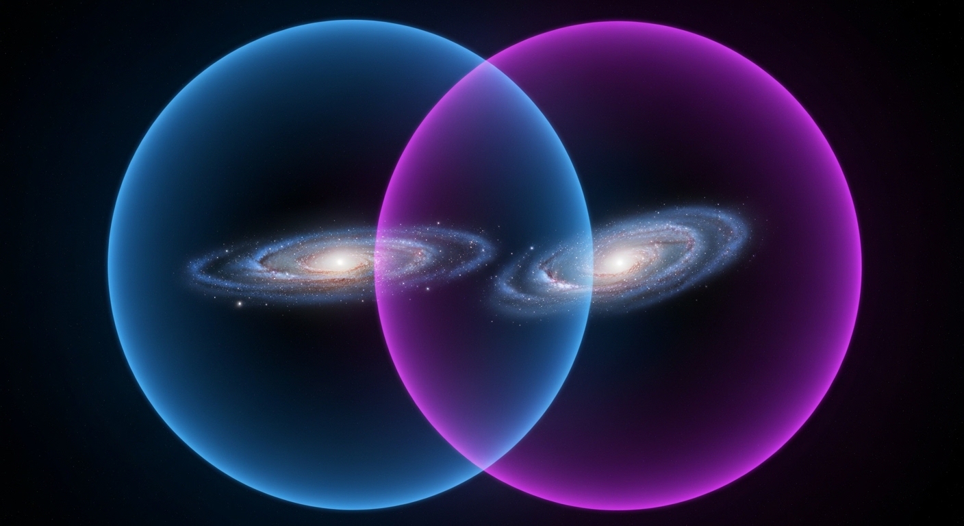 Dark matter halos surrounding two merging galaxies