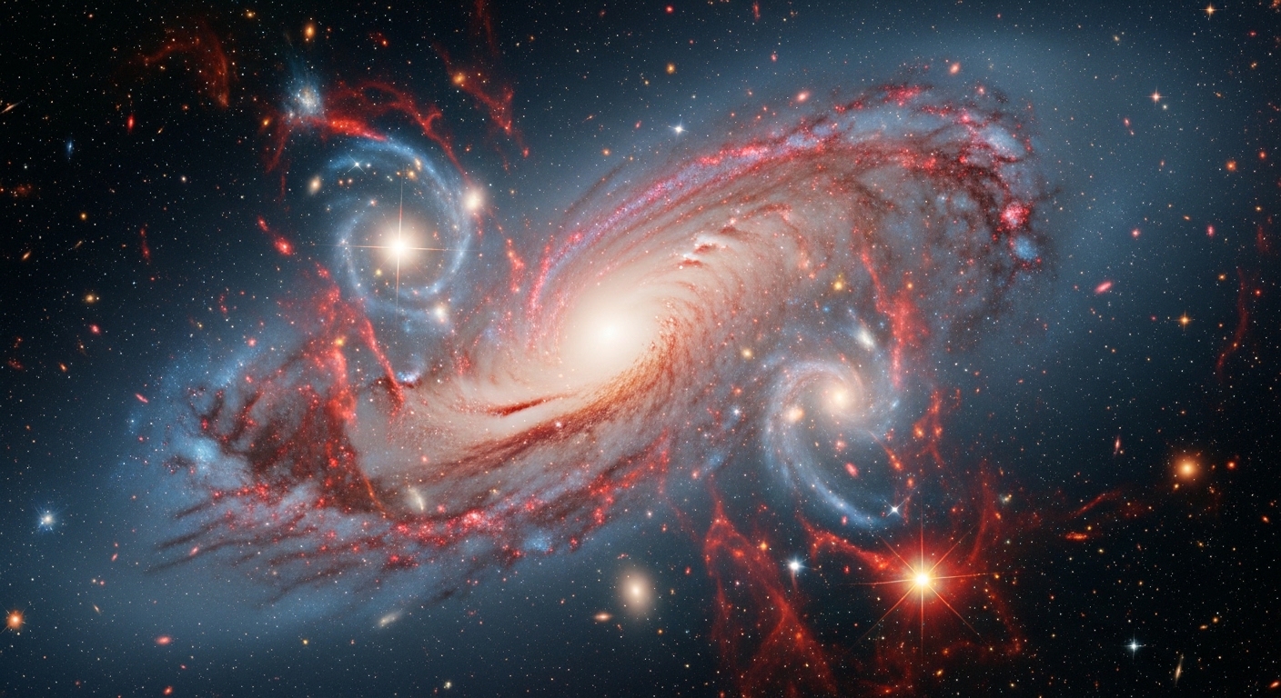 Two galactic nuclei approaching merger at galaxy center
