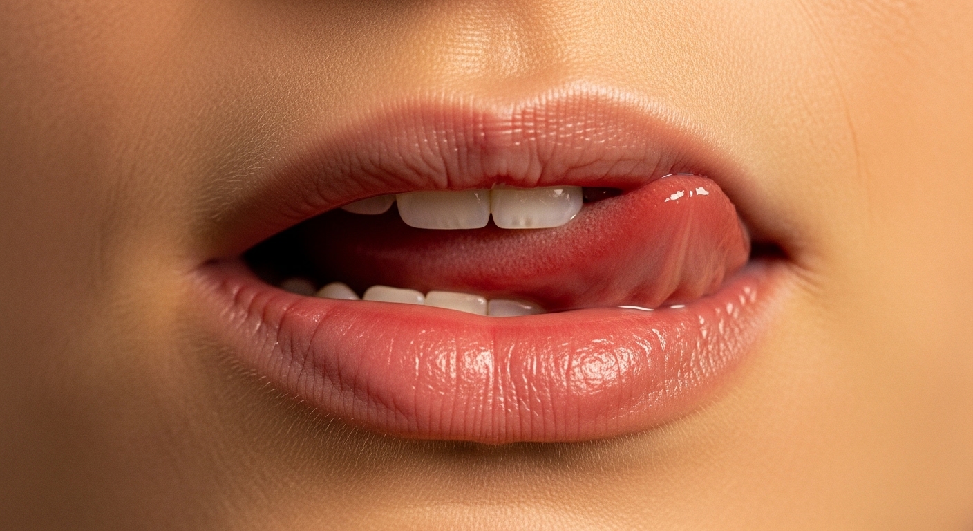 Close-up of a person making a tongue click sound