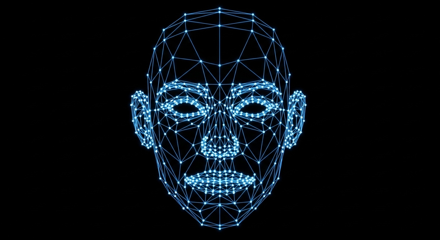 Facial landmark mapping diagram for biometric analysis