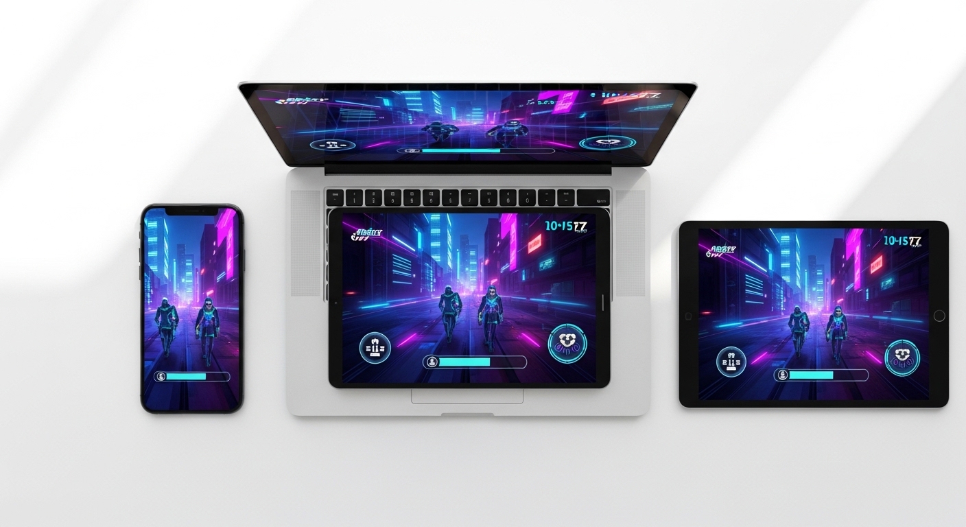Multiple devices showing the same cloud game across screens