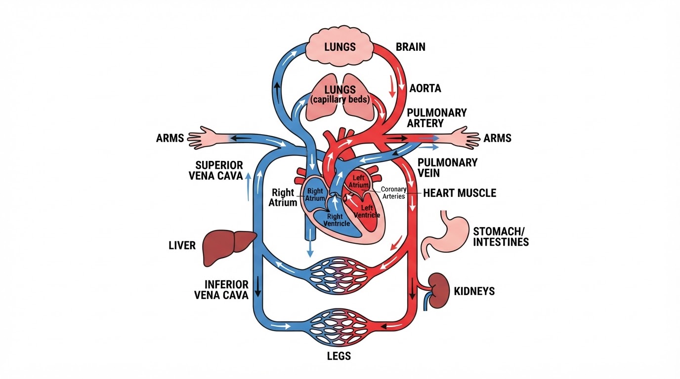 Cardiovascular system blood flow diagram