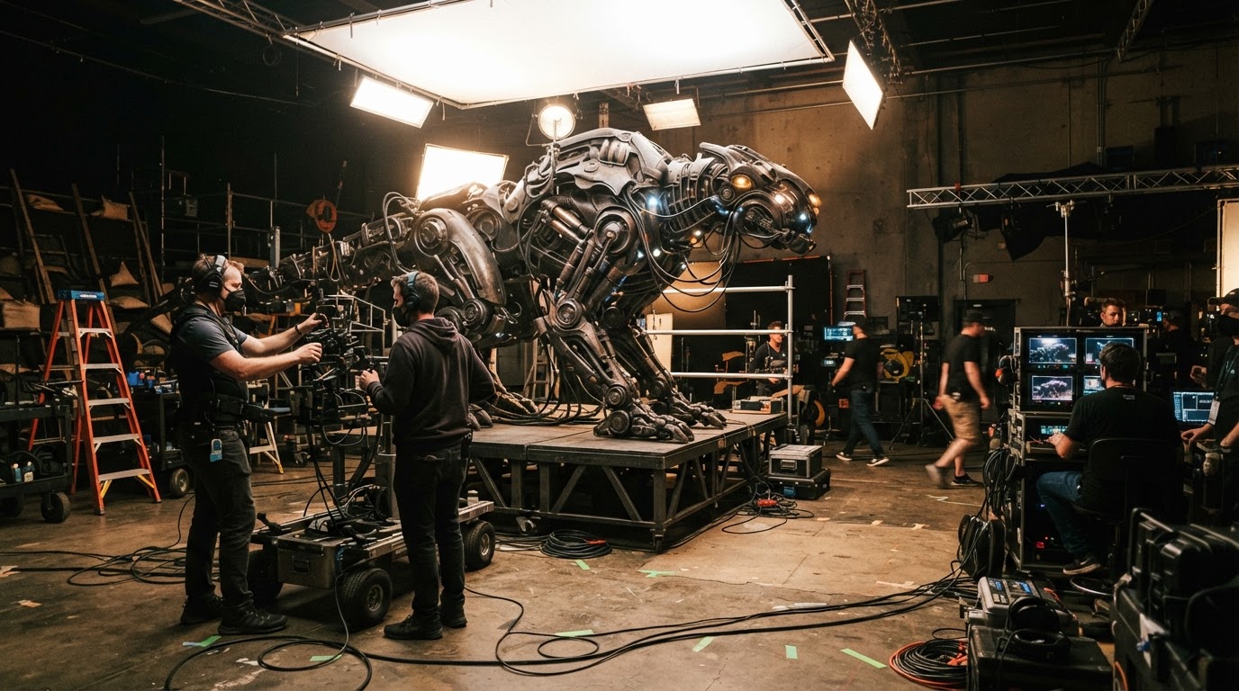 영화 촬영 현장의 실물 로봇 소품