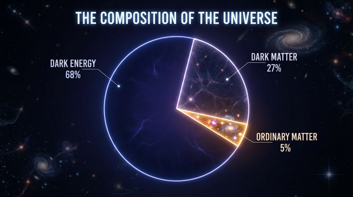 Diagram showing universe composition of matter and energy