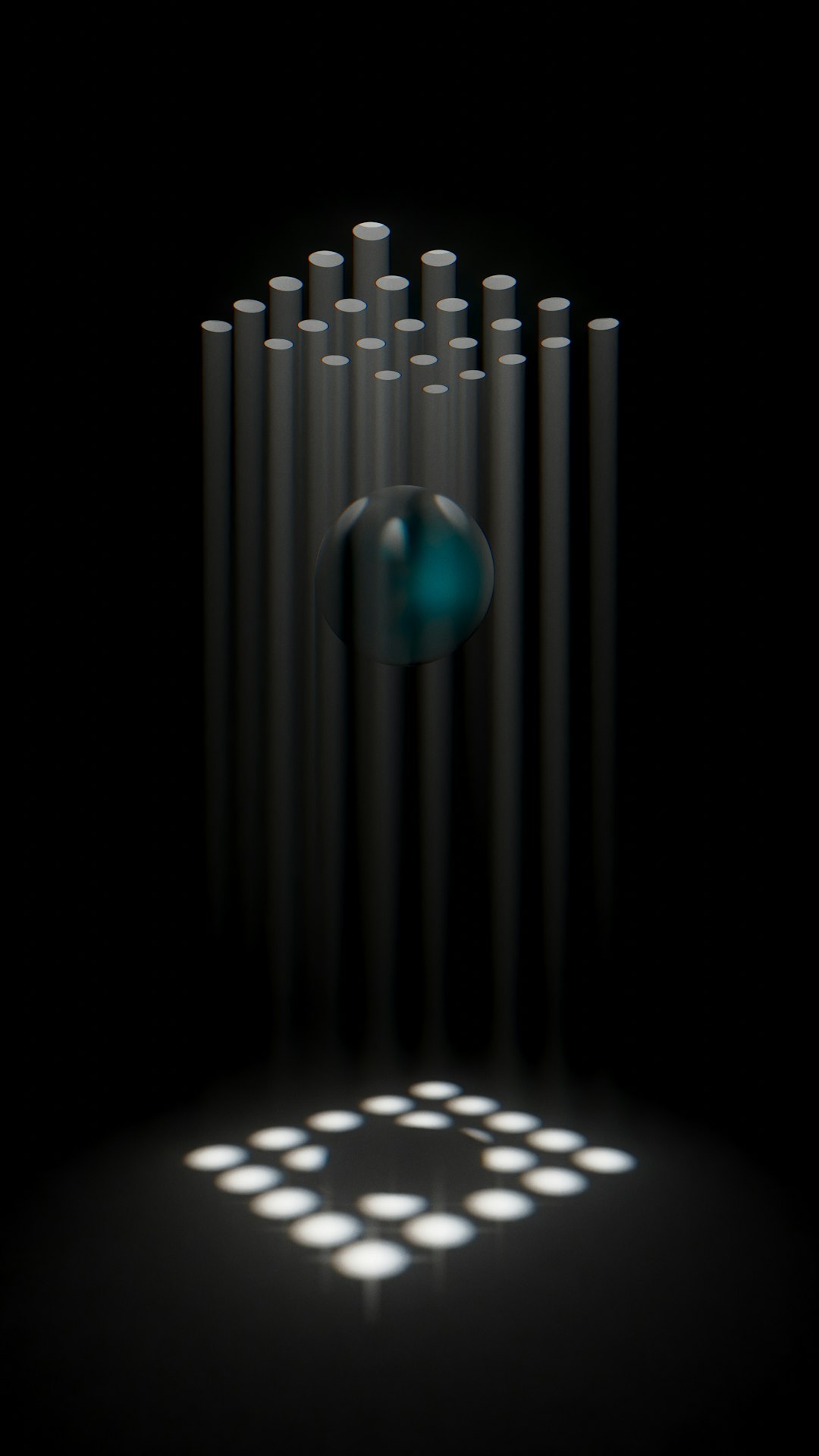 Glowing AI neural network sphere with light threads