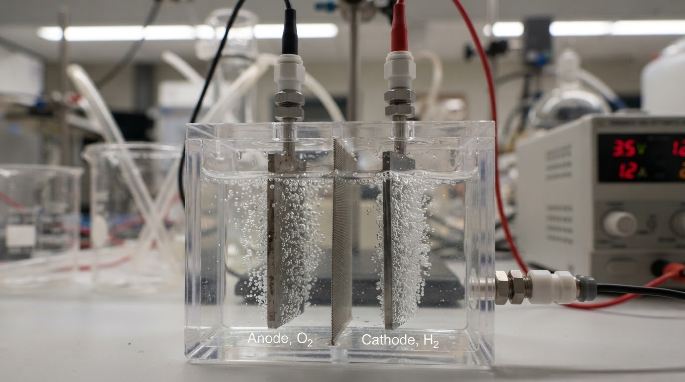 Electrolysis cell producing hydrogen bubbles