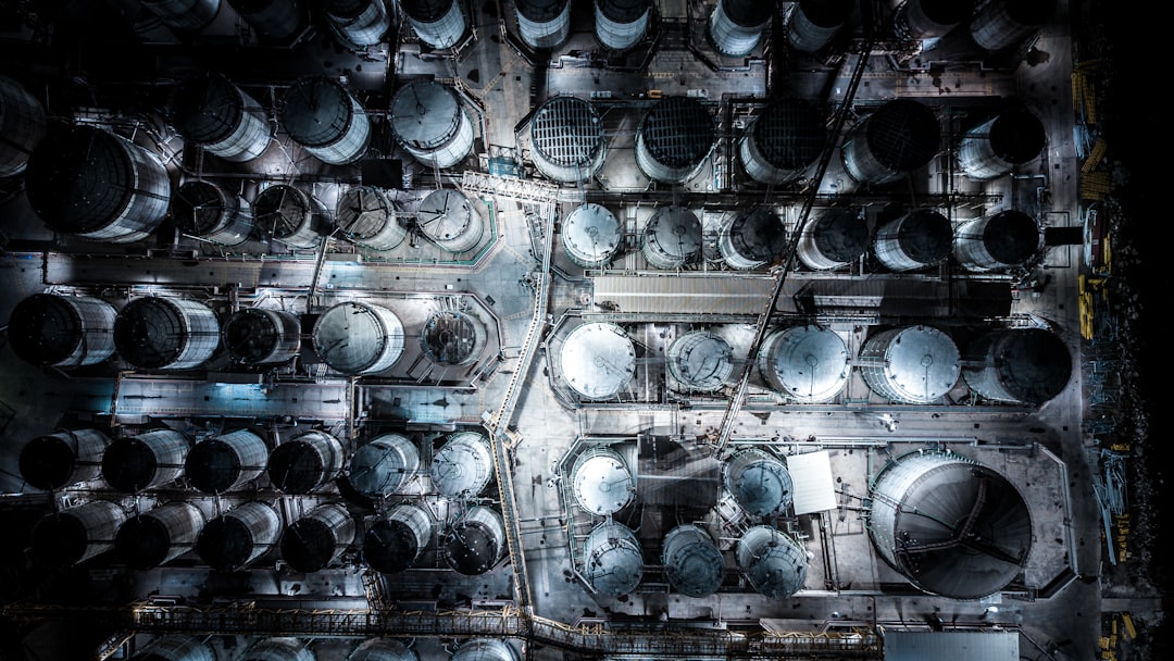 Overhead view of hydrogen storage pressure vessels