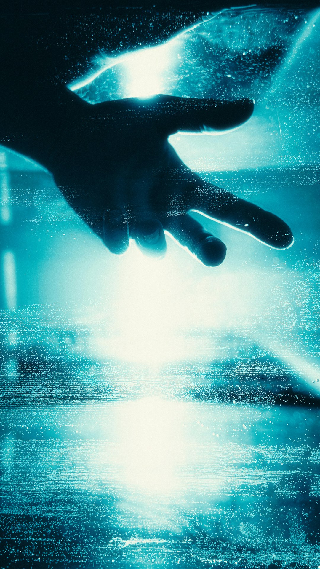 Hand reaching toward glowing AI web network