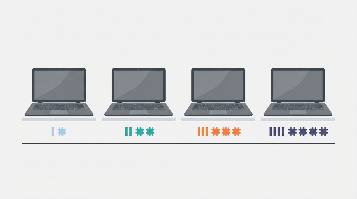 Diagram comparing laptops with different RAM configurations