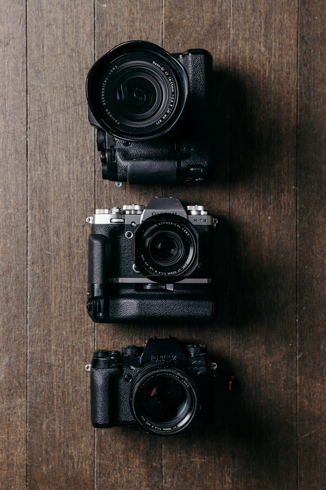 Three camera types compared in overhead flat lay