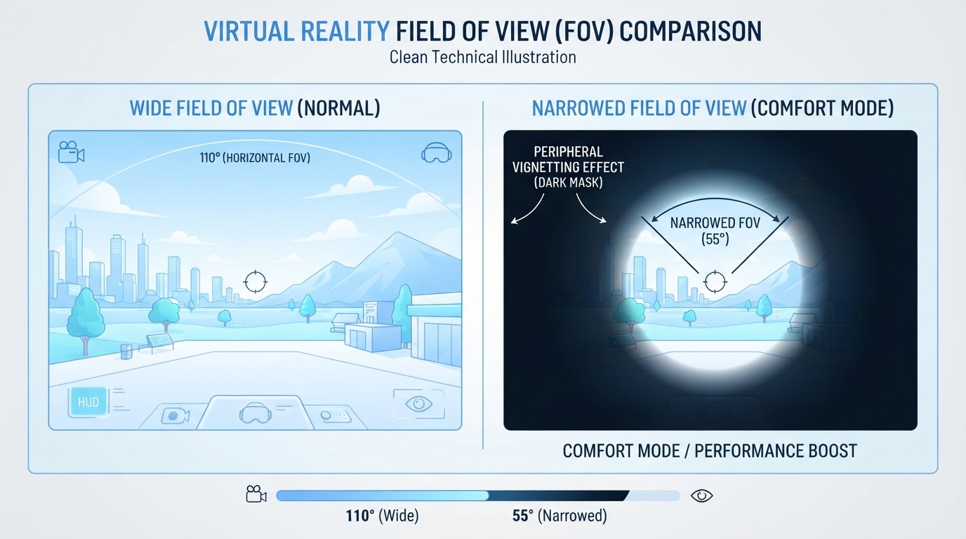 Diagram comparing normal and vignetted VR field of view